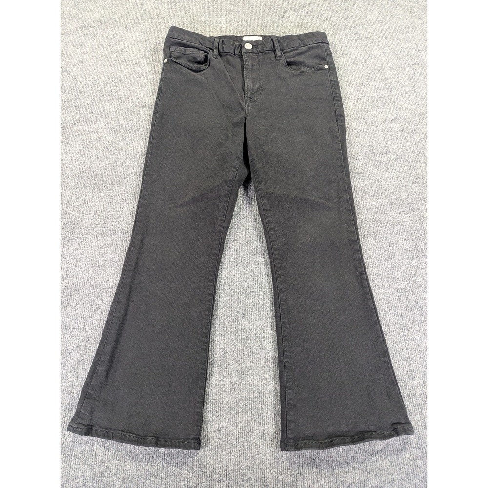Frame Le Crop Mini Boot Jeans Film Noir Black Size 32 LCMB403 High Rise Flare